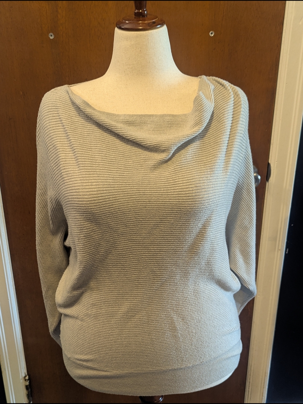 Joan Vass Light Gray Cowl Neck Sweater